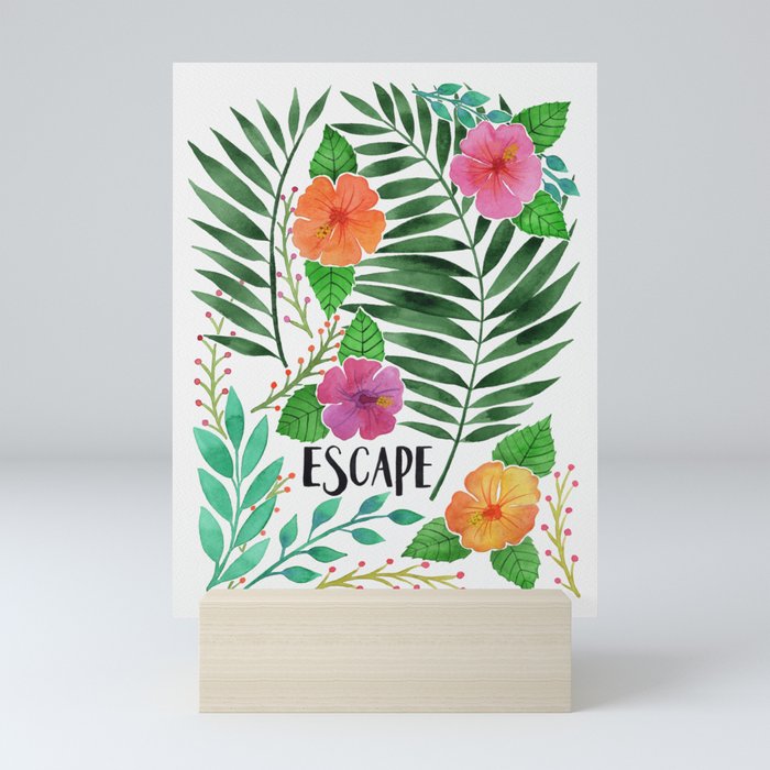 Escape - Tropical Watercolor Floral Mini Art Print