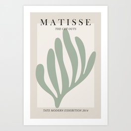 Matisse cut outs exhibition poster in sage green  Art Print