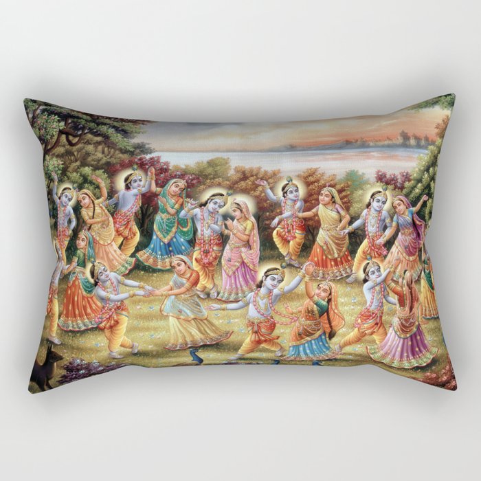 Krishna Dances in the Raslila with the Gopis Rectangular Pillow