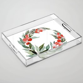 Scarlet Holiday Wreath Acrylic Tray