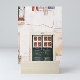 Door Photography - Laundry on Old Facade in Alfama, Lisbon Art - Portugal Travel Mini Art Print