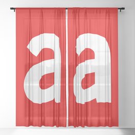 letter A (White & Red) Sheer Curtain