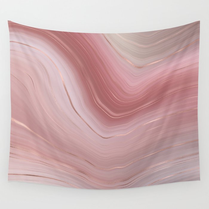 Pink Rose Gold Agate Geode Luxury Wall Tapestry