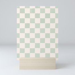 Calming Sage Green Checker Mini Art Print