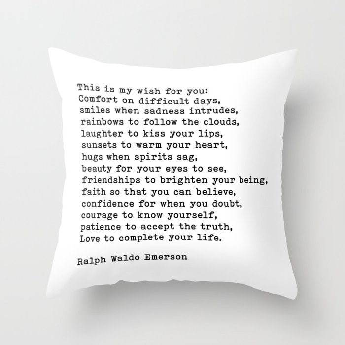 This Is My Wish For You, Ralph Waldo Emerson Quote Throw Pillow