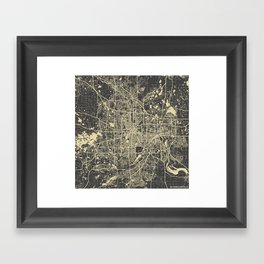Minneapolis Map yellow Framed Art Print