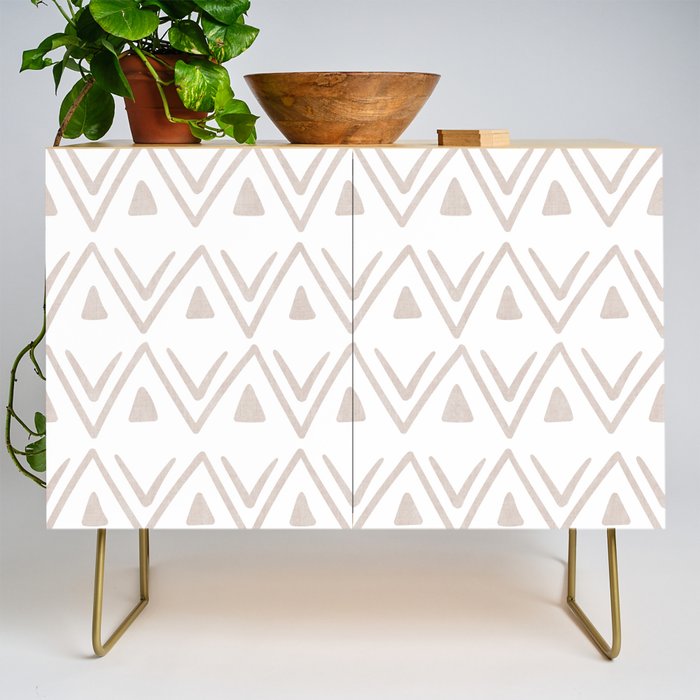 Etched Zig Zag Pattern in Tan Credenza
