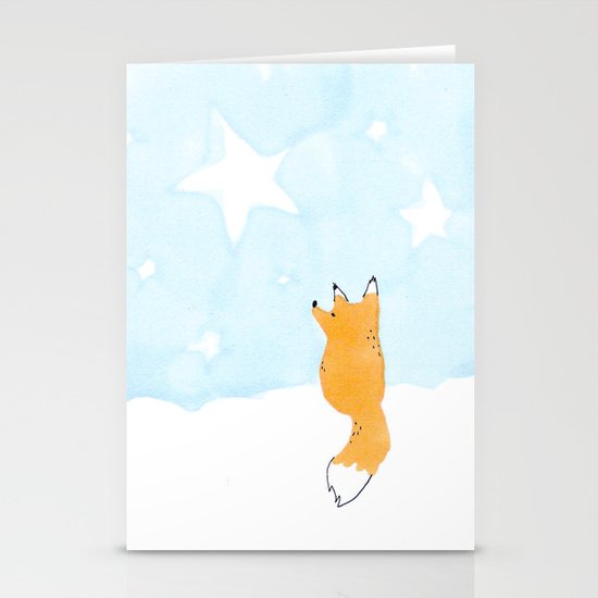 Starry night fox Stationery Cards