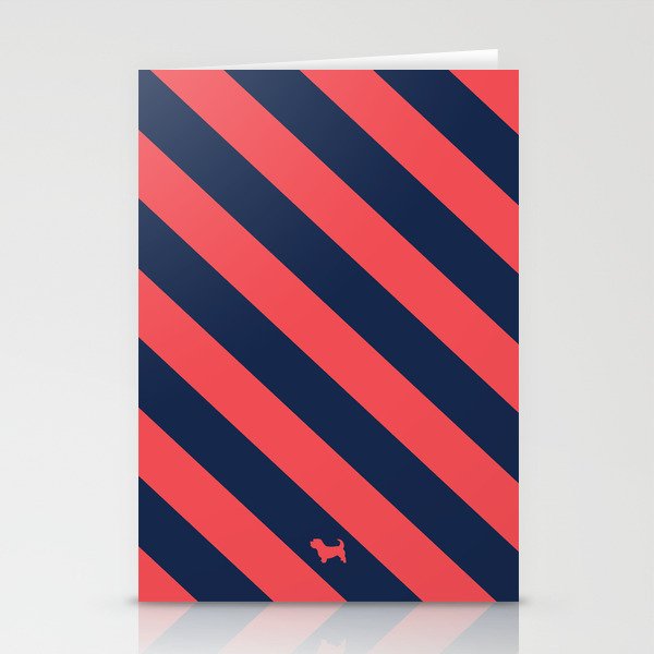 Preppy & Classy, Navy Blue / Red Striped Stationery Cards