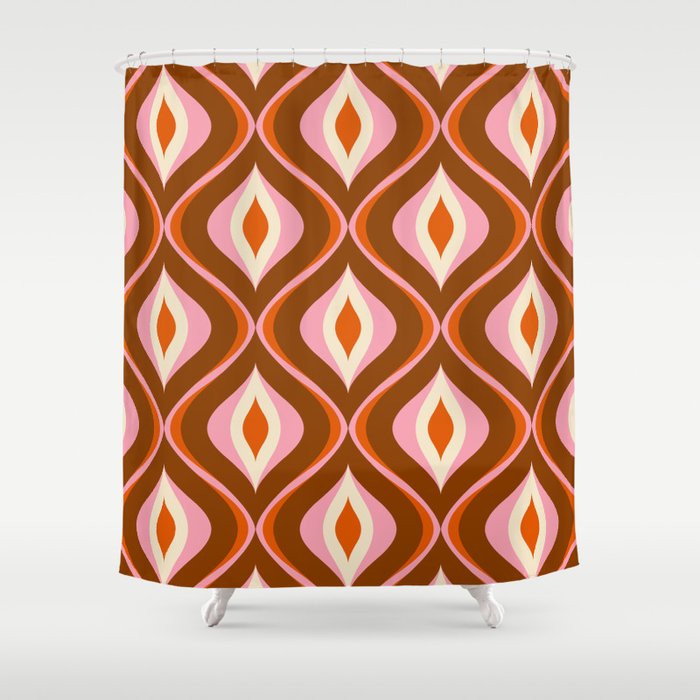 Pink and sale brown shower curtain