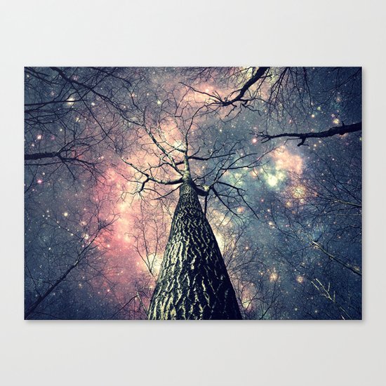 Wintry Trees Galaxy Skies Canvas Print