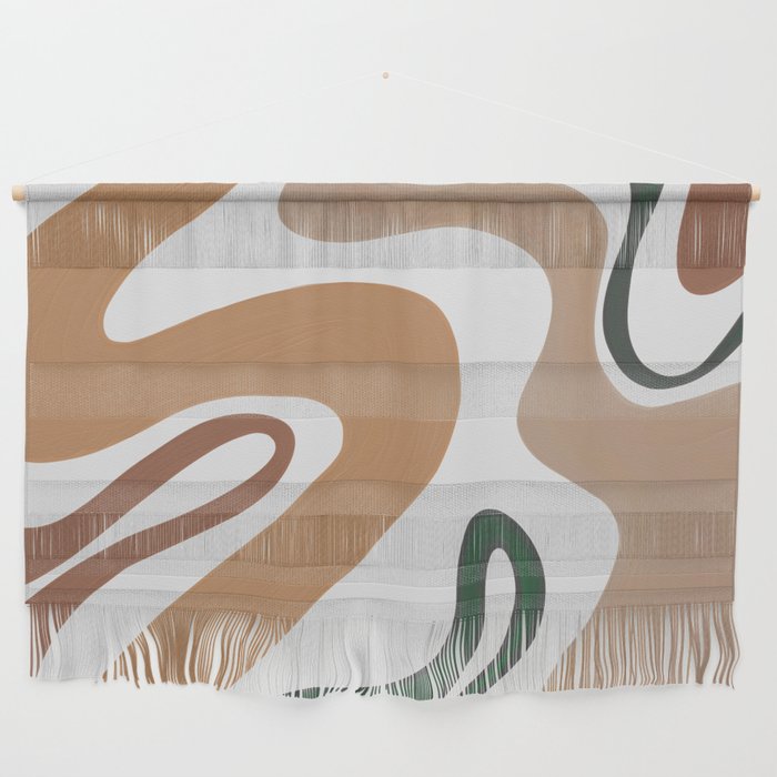 Retro Liquid Swirl in Terracotta, Tan and Green (Oil Paint) Wall Hanging