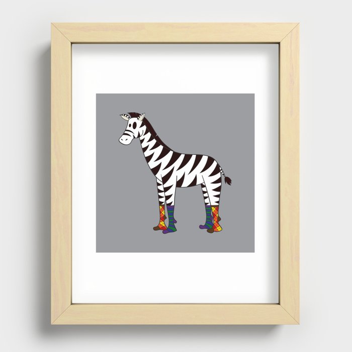 Zebra Socks Recessed Framed Print
