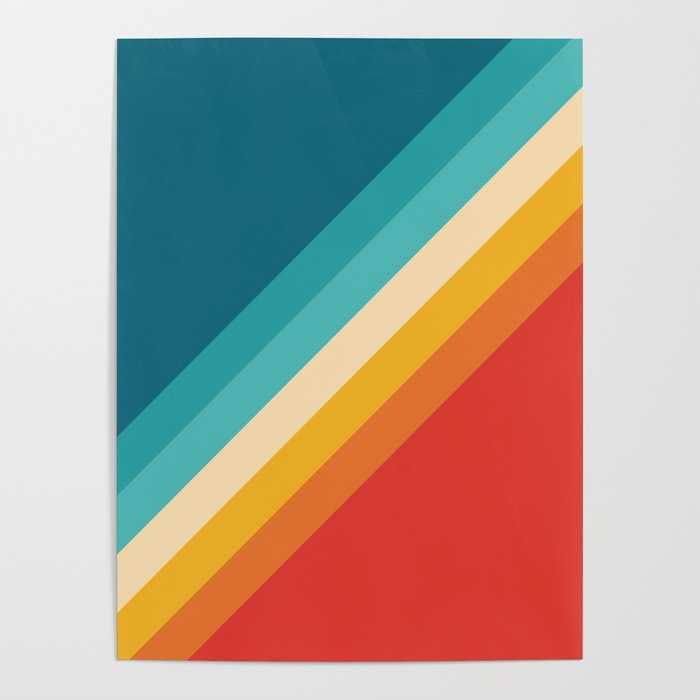 Classic 70s Vintage Style Retro Summer Vibes Stripes - Feruda Poster
