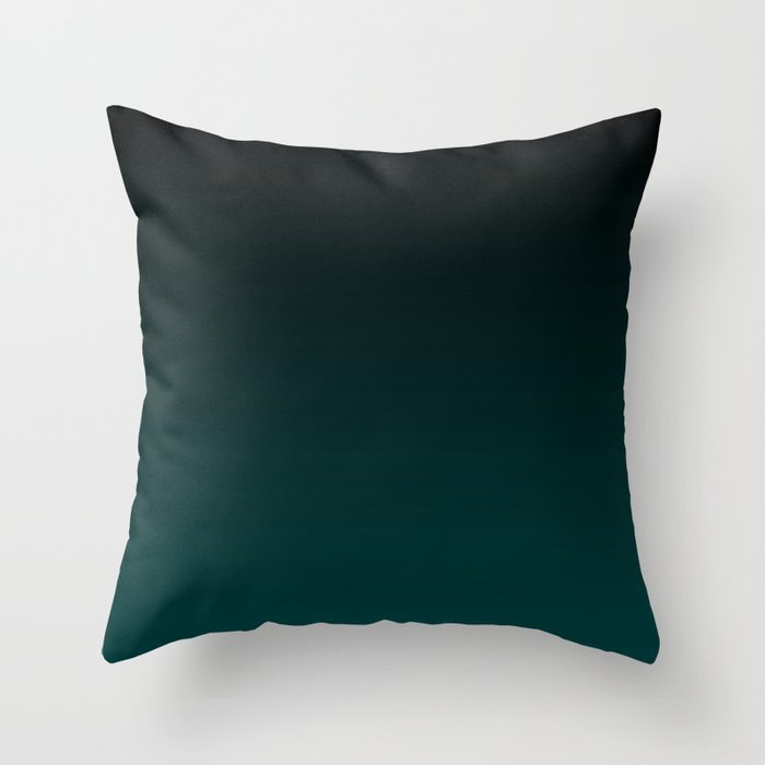 Black and Dark Teal Gradient Throw Pillow