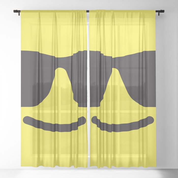 Smiling Sunglasses Face Emoji Sheer Curtain