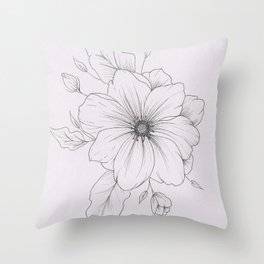 minimal flower Throw Pillow