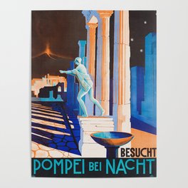 Pompei at Night - Vintage German Travel Ad Poster