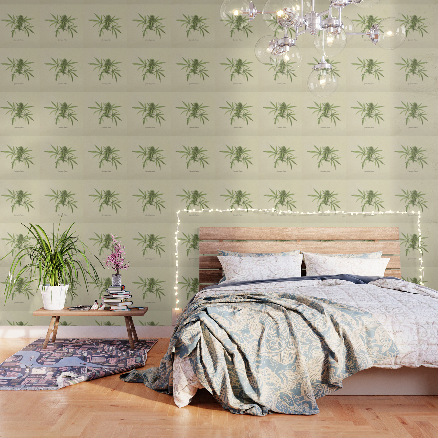 Vintage Botanical Print Cannabis Wallpaper By Hellcom Society6