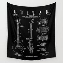 Electric Guitar Vintage Patent Guitarist Drawing Print Wall Tapestry