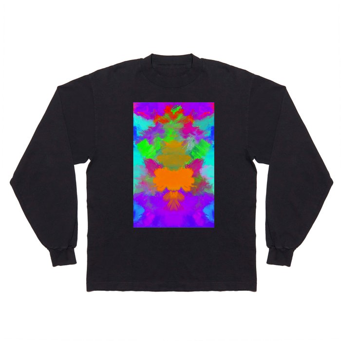 Tropical Trip Orange in Purple Abstract Design Long Sleeve T Shirt