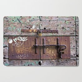 Wooden Door Old Weathered Rusty Latch Cutting Board