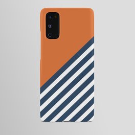 Color Block & Stripes Geometric Print, Orange, Navy and White Android Case