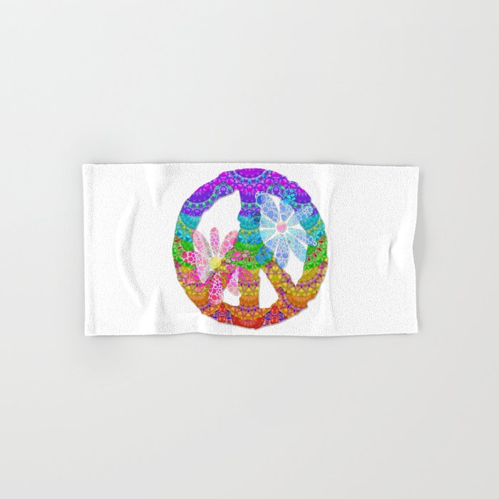 Sweet Peace - Colorful Mandala Art by Sharon Cummings Hand & Bath Towel