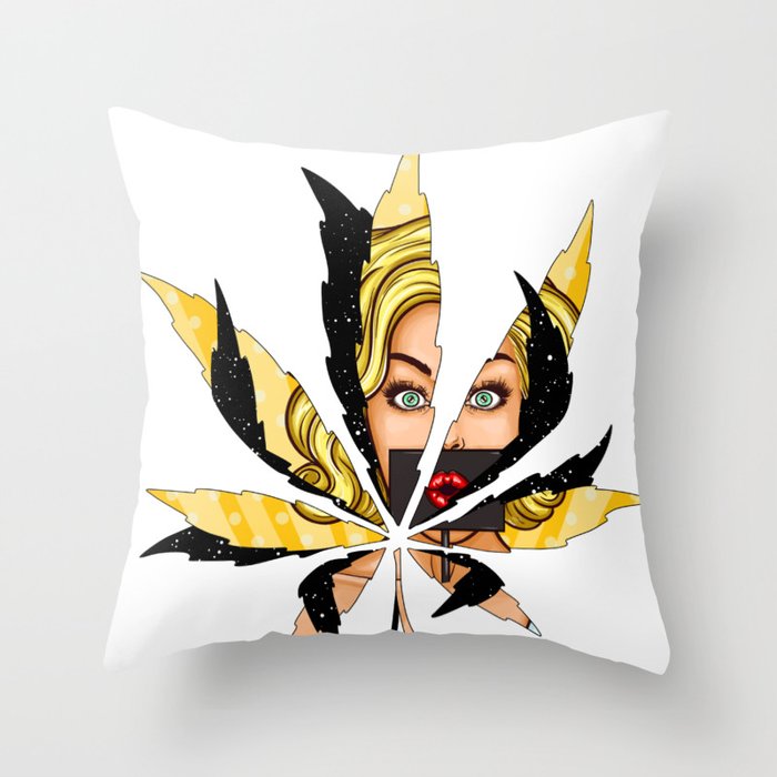 Shy Face Universe Weed Sex Position Throw Pillow By Lasquare