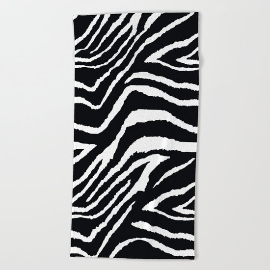 ZEBRA ANIMAL PRINT BLACK AND WHITE PATTERN Beach Towel