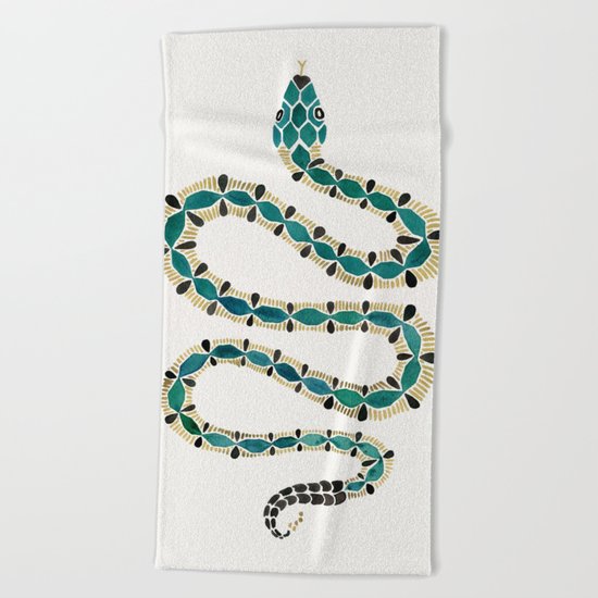 Emerald & Gold Serpent Beach Towel