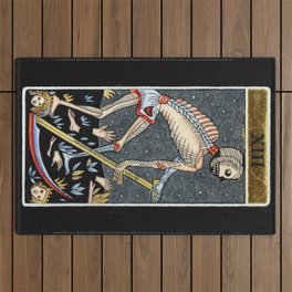 Death Tarot gold card Art Outdoor Rug