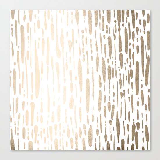 White Gold Sands Modern Vertical Dotted Lines Canvas Print