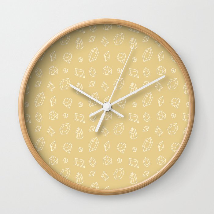 Tan and White Gems Pattern Wall Clock
