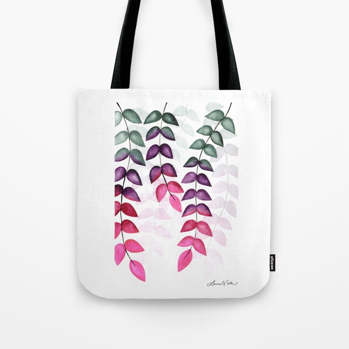 Pink Leaves Tote Bag