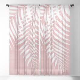 Pink Paint Stroke of Palm Leaves Sheer Curtain