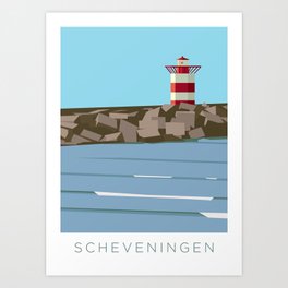 Scheveningen surf spot Art Print | Surfspot, Thenetherlands, Painting, Denhaag, Digital, Scheveningen 