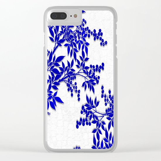 BLUE AND WHITE TOILE LEAF Clear iPhone Case
