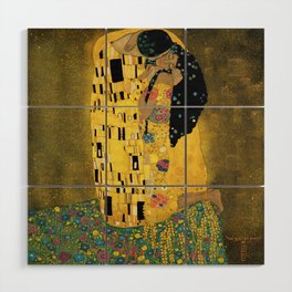 Curly version of The Kiss by Klimt Wood Wall Art
