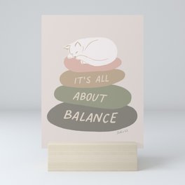 Balance with Cat Mini Art Print