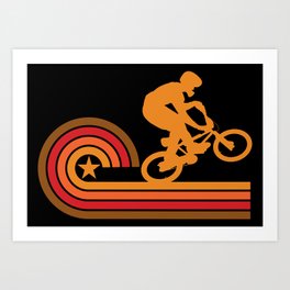 Retro Style BMX Bike Rider Vintage Art Print | 1970S, Bike, Bmx, Sports, Graphicdesign, Silhouette, Biker, Vintage, Bmxbikerider, Retro 
