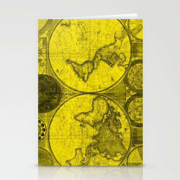 World Map (1794) Yellow & Black  Stationery Cards