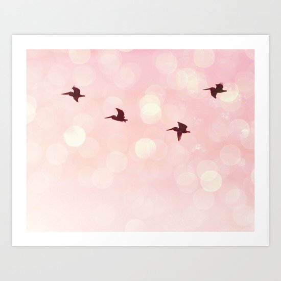 Pelicans Flying Art Print