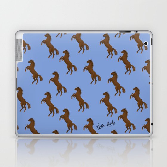 Horse rearing- Blue Background Laptop & iPad Skin
