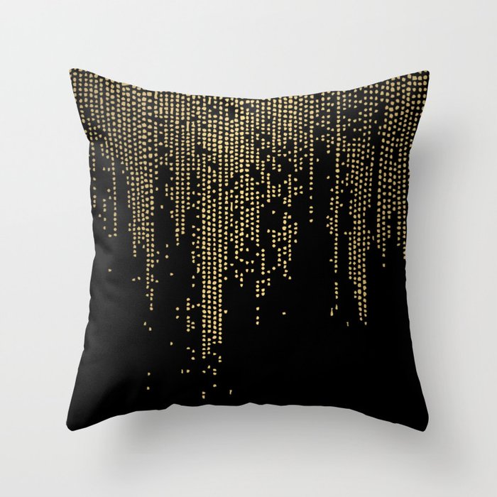 Dripping Gold Dots on Black Throw Pillow