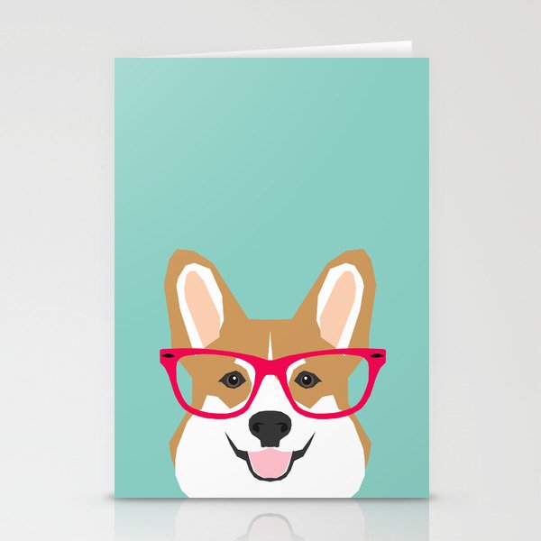 Teagan Glasses Corgi cute puppy welsh corgi gifts for dog lovers and pet owners love corgi puppies Stationery Cards
