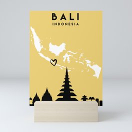 BALI INDONESIA LOVE CITY SILHOUETTE SKYLINE ART Mini Art Print
