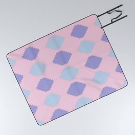 Whimsical Puzzle - Mosaic Tiles Pattern in Pink and Pastel Picnic Blanket