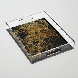 Golden Map Madrid, Spain Acrylic Tray