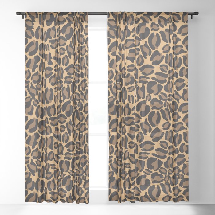 Leopard Print Cheetah Texture Pattern Sheer Curtain By Koovox